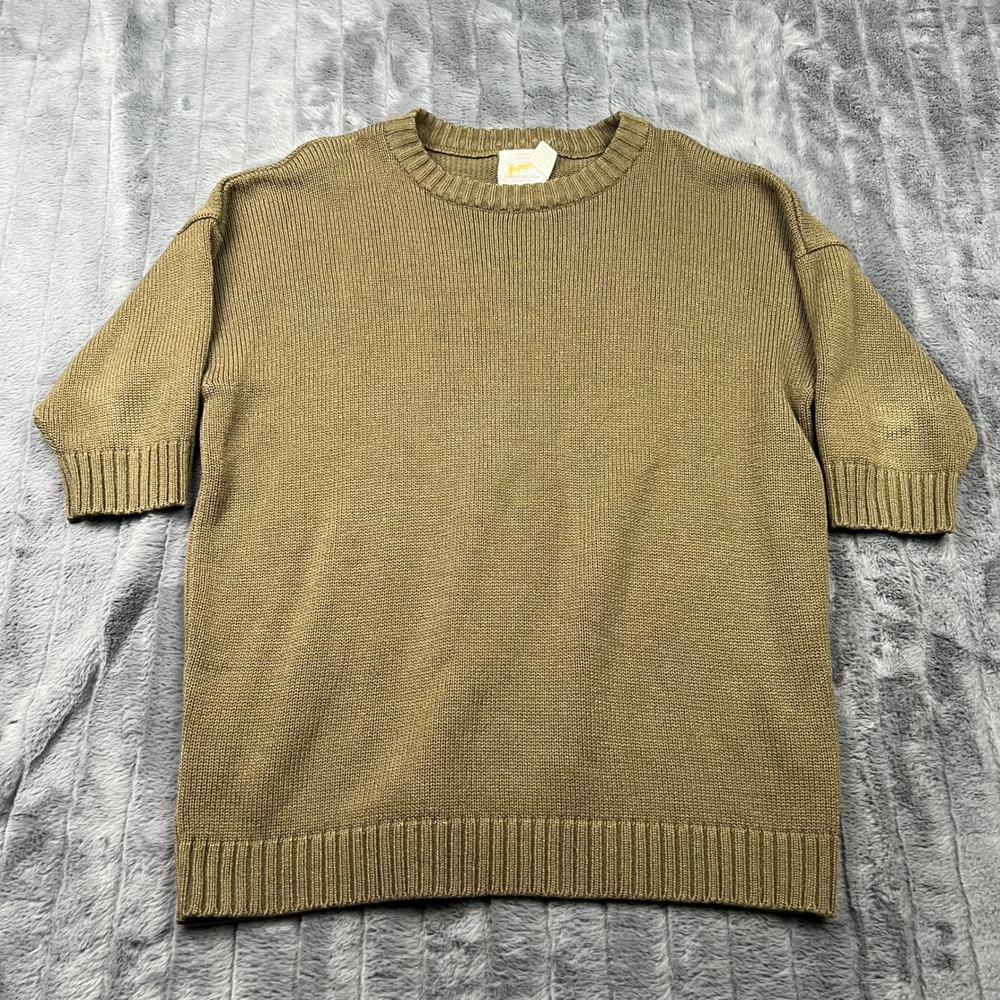 Vintage Express London Sweater 1987 Edition Olive Green Short Sleeve Knit Large